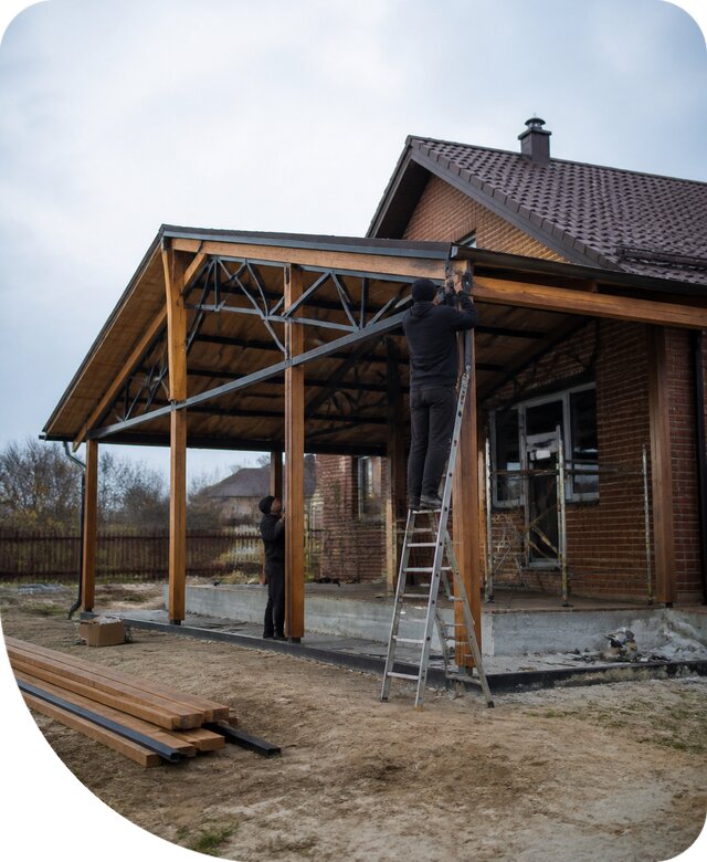 Пристройка навеса к дому и участку в Тихорецке под ключ